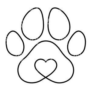 Paw Heart Print Svg, Archivo de corte de pata animal. Amor de perro Svg, Amor de gato Svg, Pet Memorial Svg, Gato Mamá Svg, Perro Mamá Svg, Paw Clip Art, Paw Png.