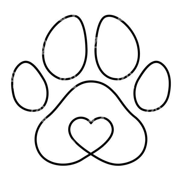 Paw Heart Print Svg, Animal Paw Cut File. Dog Love Svg, Cat Love Svg, Pet Memorial Svg, Cat Mom Svg, Dog Mom Svg, Paw Clip Art, Paw Png.