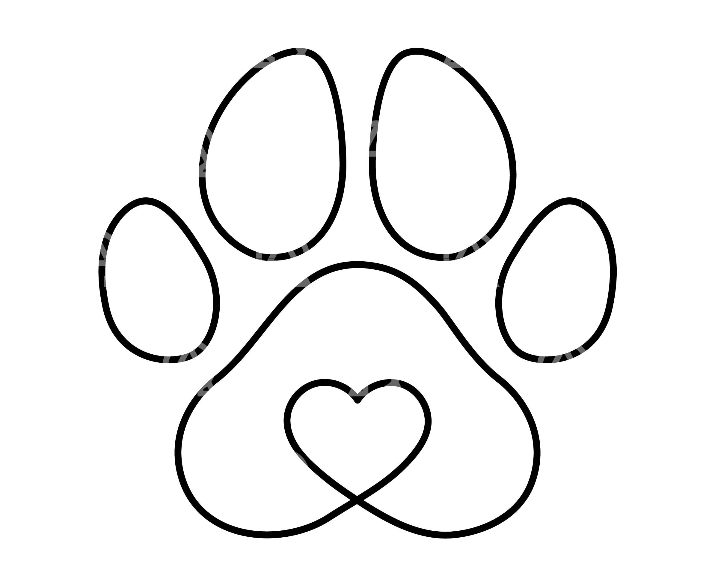 Paw Heart Print Svg, Animal Paw Cut File. Dog Love Svg, Cat Love Svg ...
