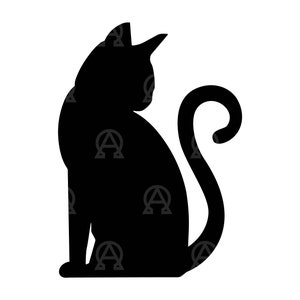 Chat SVG, Fichier de coupe de chat, Amoureux des chats, Chat assis mignon SVG, Chat noir SVG, Chat Png, Chat Vector Clipart, Cricut, Autocollant, Pochoir, Silhouette.