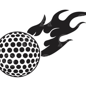 Flaming Golf Ball Svg, Flaming Golf Ball Cut File, Golf Ball Fire Svg, Svg Player, Flaming Ball, Vector, Clipart, Silhouette, Stencil.