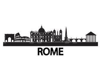 Rome Svg, Rome Cut File,Rome Skyline Svg, City Svg, Italy Skyline, Rome Silhouette, Italy Svg, Rome Clipart,Rome Cityscape Svg, Rome Vector.