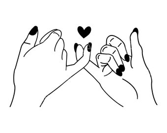Pinky Promise Svg, Pinky Promise Cut File, Couple Hands Svg,  Friendship Svg, Wedding, Best Friend, Love Svg, Bestie Svg, Vector, Stencil.