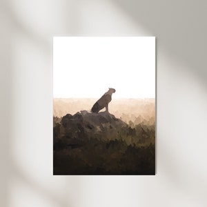 Water Color Digital Art, Cheetah Art Print, Instant Download Painting, Wall Decor.