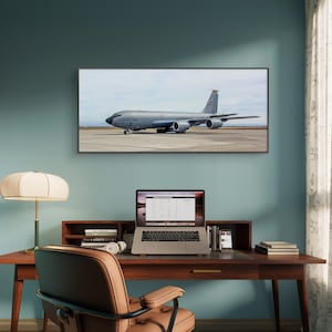 Aviation Decor, KC-135 Aerial Refueling Tanker Boeing Aircraft, Warbird, Wall Art on Canvas, Color Digital Print, 18&quot;x36&quot;