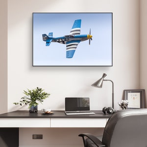 Aviation Decor, P-51 Mustang WWII Fighter Aircraft, Warbird Airplane, Wall Art on Canvas