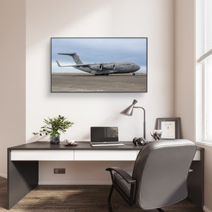 Aviation Decor, C-17 Boeing McDonnell Douglas Transport Aircraft, Wall Art on Canvas, Fine Art Photography, Digital Print, 18&quot;x36&quot;