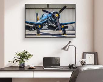 Aviation Decor, F4U Corsair WWII Fighter Aircraft, Warbird, Wall Art, Fine Art Photography