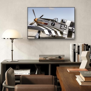 Aviation Decor, P-51 Mustang WWII Fighter Aircraft, Warbird, Wall Art, Fine Art Photography