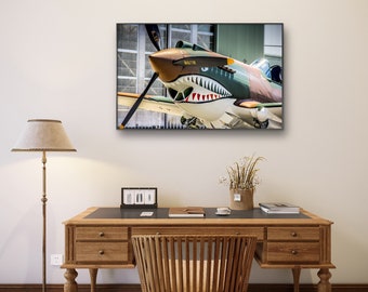 Aviation Decor, P-40 Flying Tiger WWII Fighter Aircraft, Warbird, Wall Art, Fine Art Photography