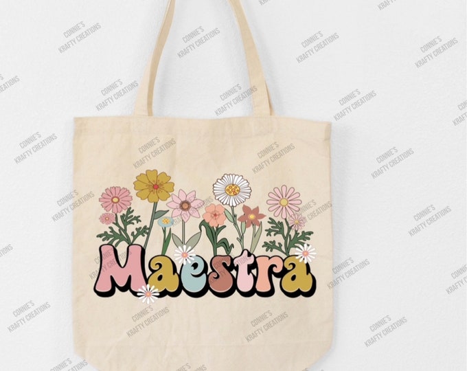 Flowers Maestra Tote Bag, Teacher Gift, Gift for Her, Teacher ...