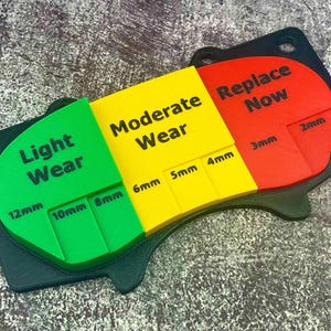 Brake Pad Service Wear Thickness Guide chart Desk Display