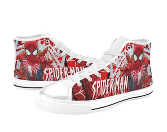 Spiderman Canvas High Top Sneakers For Kids & Adult Woman and Man