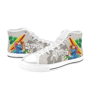 Sneakers alte in tela personalizzate Stitch