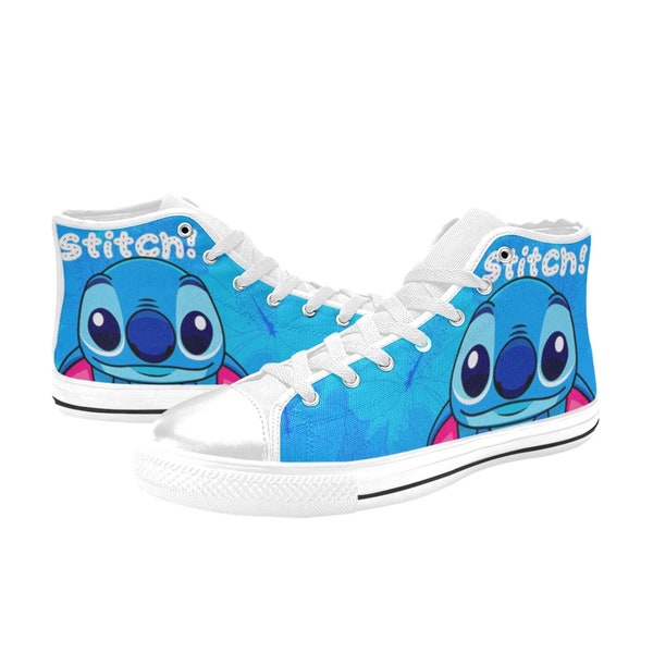 Zapatillas altas de lona personalizadas Stitch, zapatos unisex para adultos y niños