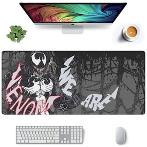 Venom Mouse Pad: Custom Stitched Edge, Gamer Desk Mat (35” x 16”)