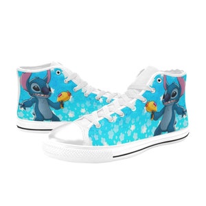 Sneakers alte in tela personalizzate Stitch
