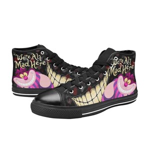 Cheshire Cat High Top Sneakers Alice in Wonderland Custom Shoes