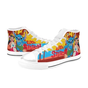 Sneakers alte in tela personalizzate Lilo & Stitch