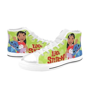 Sneakers alte in tela personalizzate Lilo & Stitch