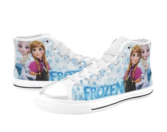Zapatillas altas de lona personalizadas de Elsa y Anna de Frozen