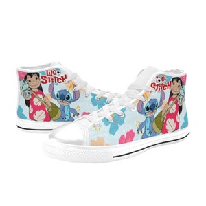 Sneakers alte in tela personalizzate Lilo & Stitch
