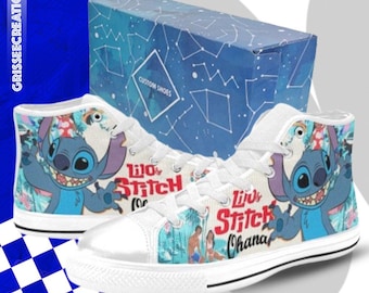 Stitch Custom Canvas High Top Sneakers Unisex Adult and Kids Shoes