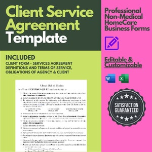 Home Care Client - Dienstleistungsvertrag; Definitionen und Nutzungsbedingungen, Pflichten von Agentur & Kunde, Legalitäten und Dienstleistungen Chart Form