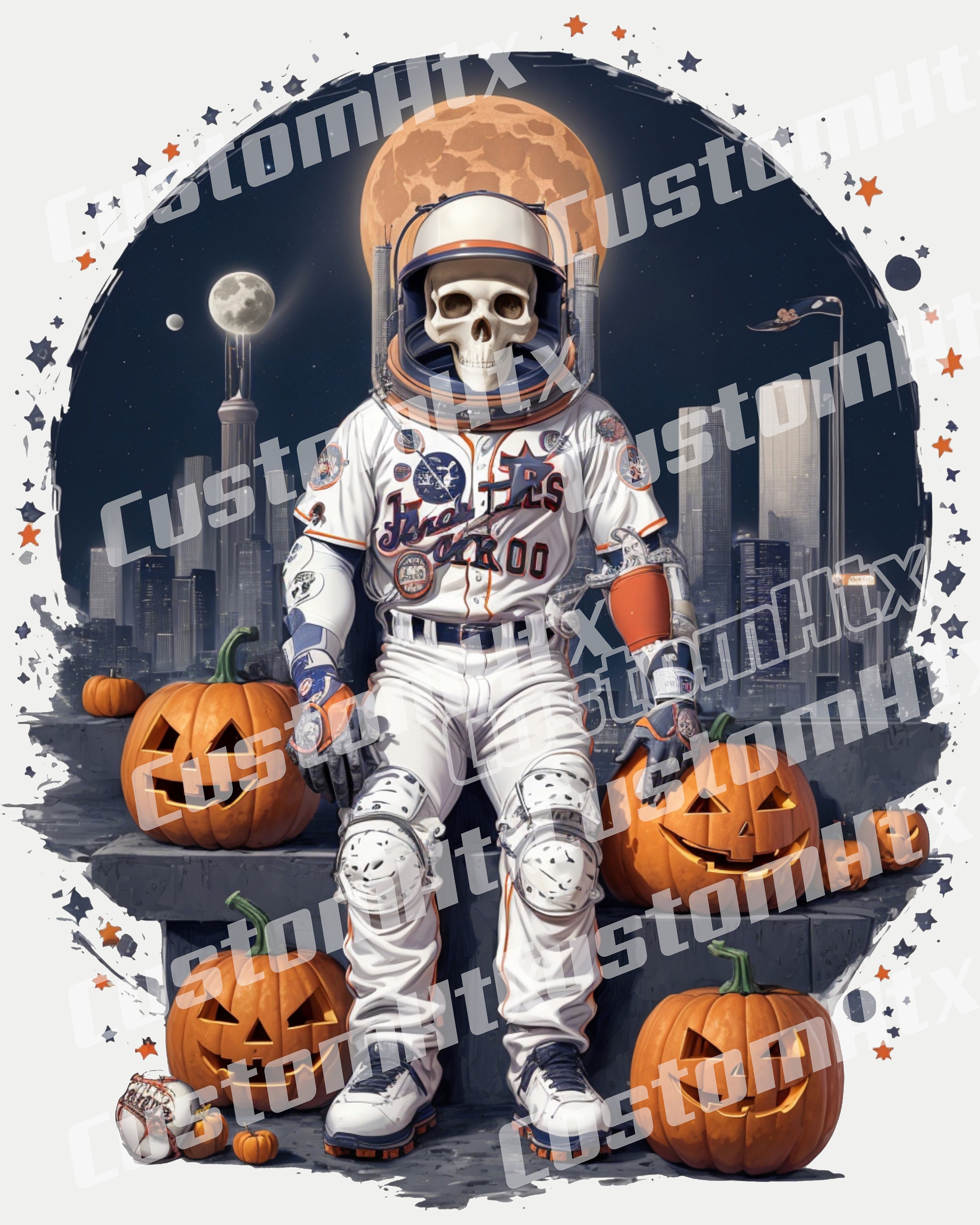 thatsSew4me1 Dia de Los Astros Shirt, Astros Space City Halloween, Astros Double-Printed Tee