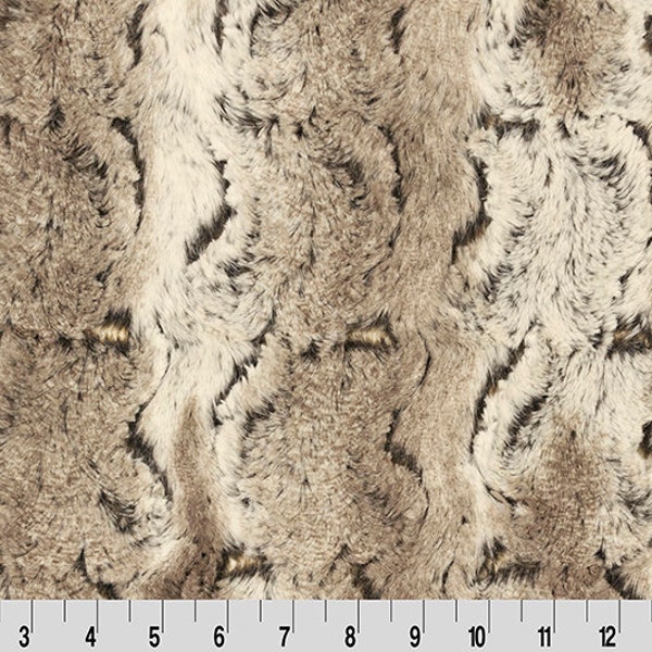 Luxe Cuddle Wild Rabbit Natural - By the Yard, Shannon Fabrics Minky - Brown Fabric - Charcoal Ultra Soft Fabric for Crafts