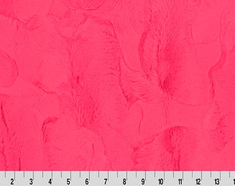 Luxe Cuddle Hide Neon Diva - By the Yard, Shannon Fabrics Minky - Neon Pink Fabric - Ultra Bright Minky