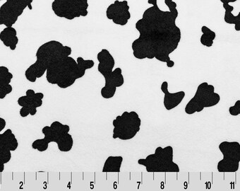 Cow Cuddle Black/White - By the Yard -  Shannon Fabrics Minky - Cow Fabric - Black and White Cow Fabric for Crafts