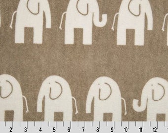 Elephant Biscotti - By the Yard -  Shannon Fabrics Minky - Elephant Fabric - Animal Fabric for Crafts
