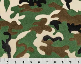 Camouflage Cuddle Green - By the Yard -  Shannon Fabrics Minky - Camo Green Fabric - Traditional Camouflage Fabric for Crafts