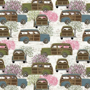 Wagoneer - Touch of Spring by Beth Albert for 3 Wishes Fabric - 18747-WHT-CTN-D - 1 yard