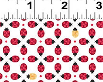 Ladybug - Ladybug Mania by Meags & Me for Clothworks - Y3177-1 White - 1 yard