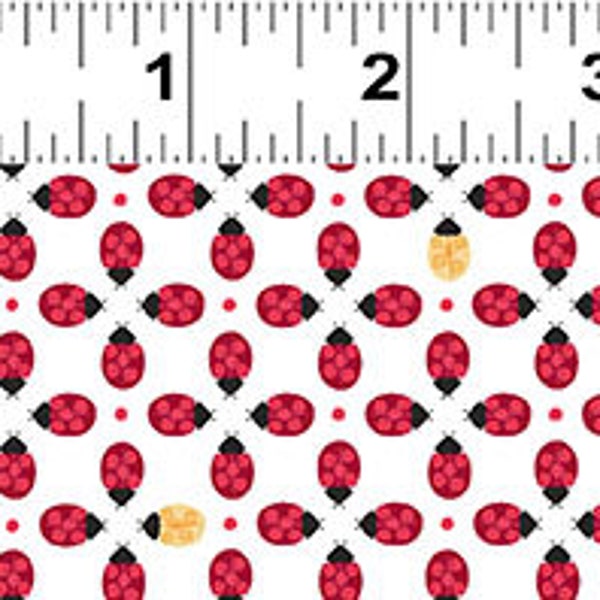 Ladybug - Ladybug Mania by Meags & Me for Clothworks - Y3177-1 White - 1 yard