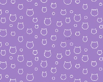 Cat in the Box Fabric Collection by QT Fabrics - 28580 L Lilac - Cat Heads - 1 Yard