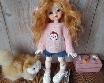 AUF LAGER Puppe Bjd OOAK mit kompletter Kleidung