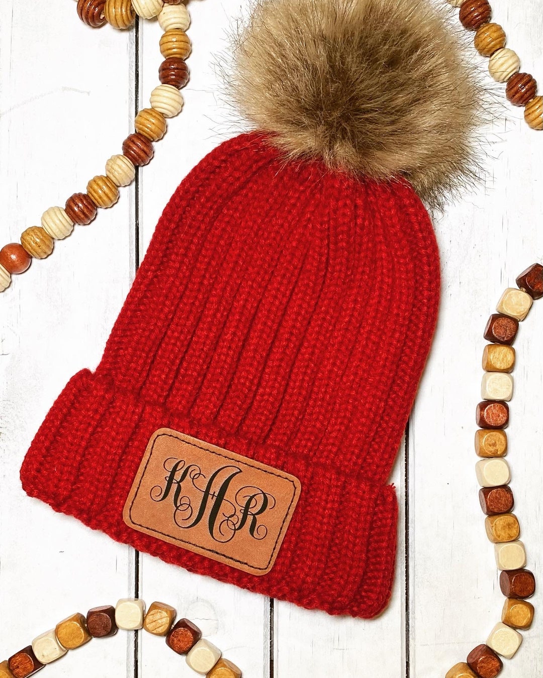 Custom Knit Beanie Personalized Leather Patch Beanie Custom Etsy