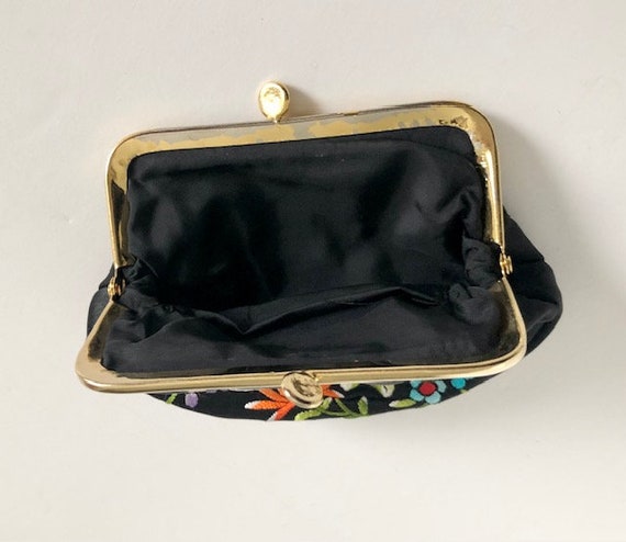Black Embroidered Silk Coin Purse - image 3