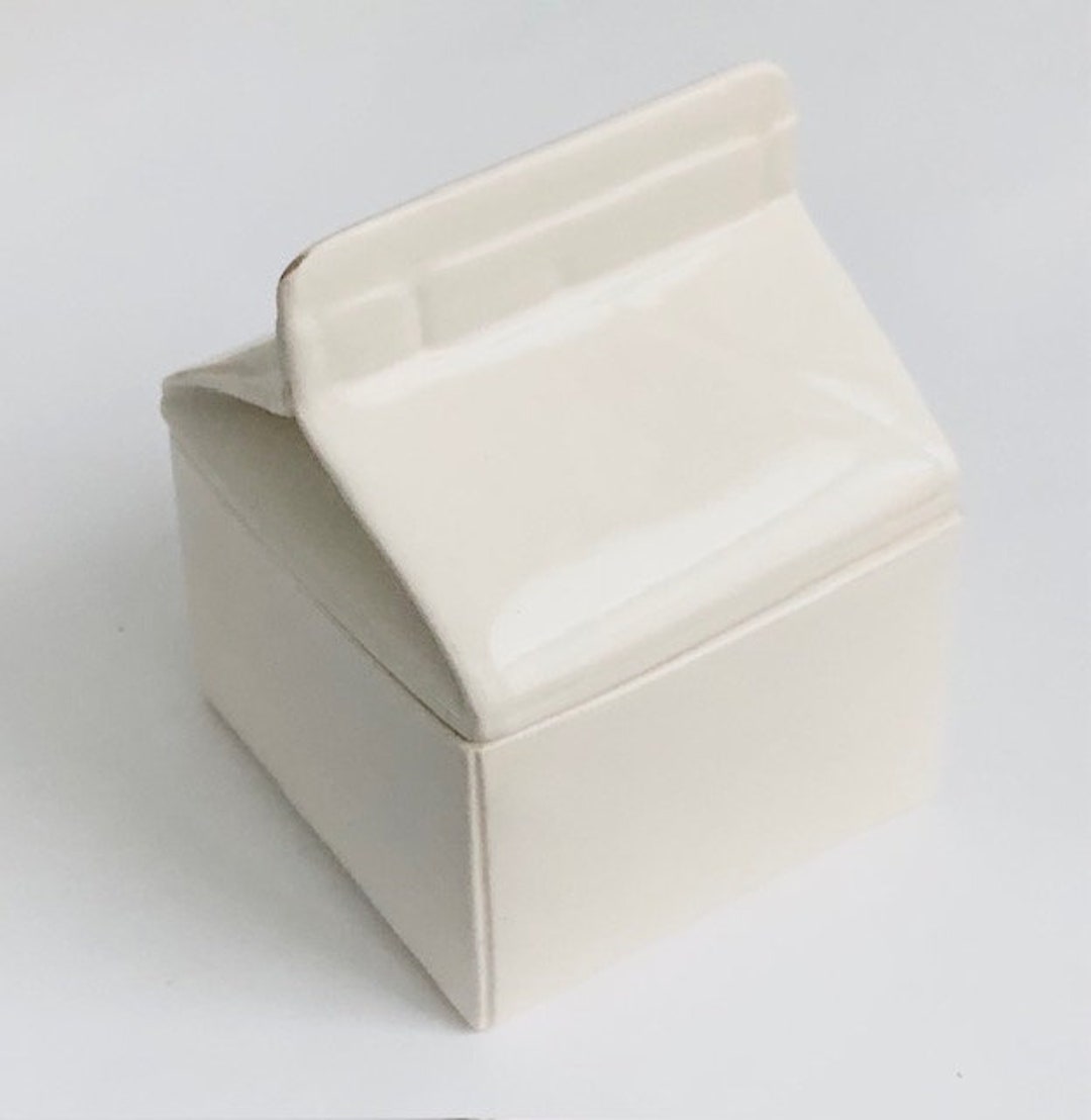Milk Carton White Ceramic Desk Accessory Etsy