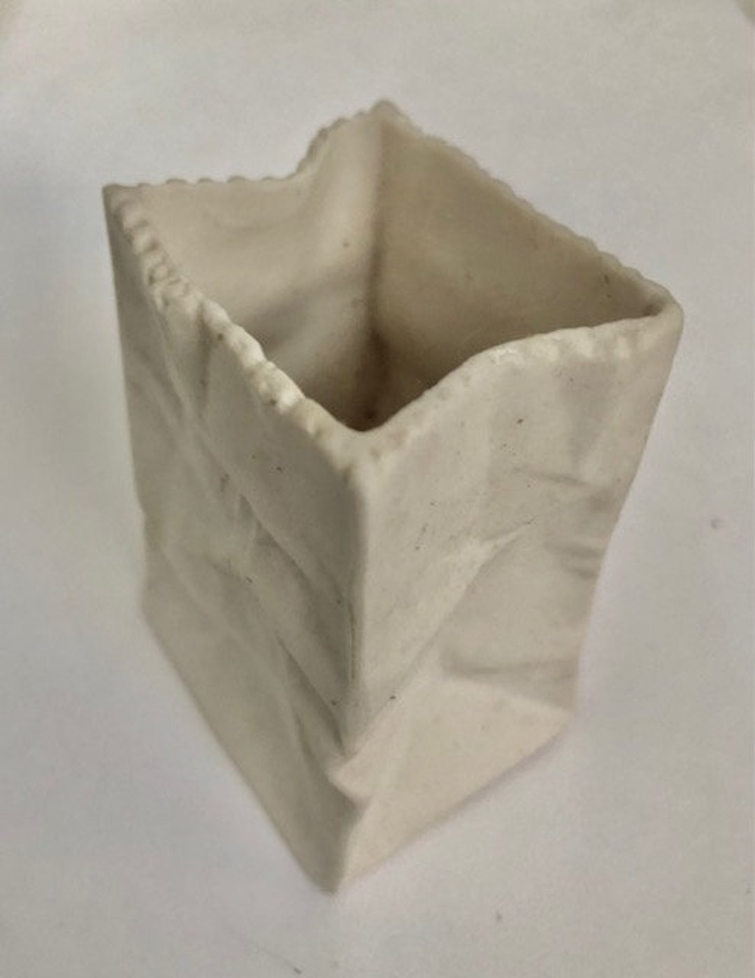 Crinkled Paper Bag White Ceramic Desk Accessory Etsy
