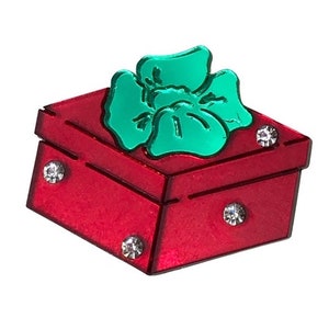 Vintage Acrylic Christmas Present Brooch