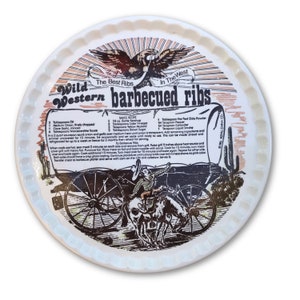 Vintage 1983 Royal China Co. Wild Western Barbecued Ribs Recipe Serving Plate