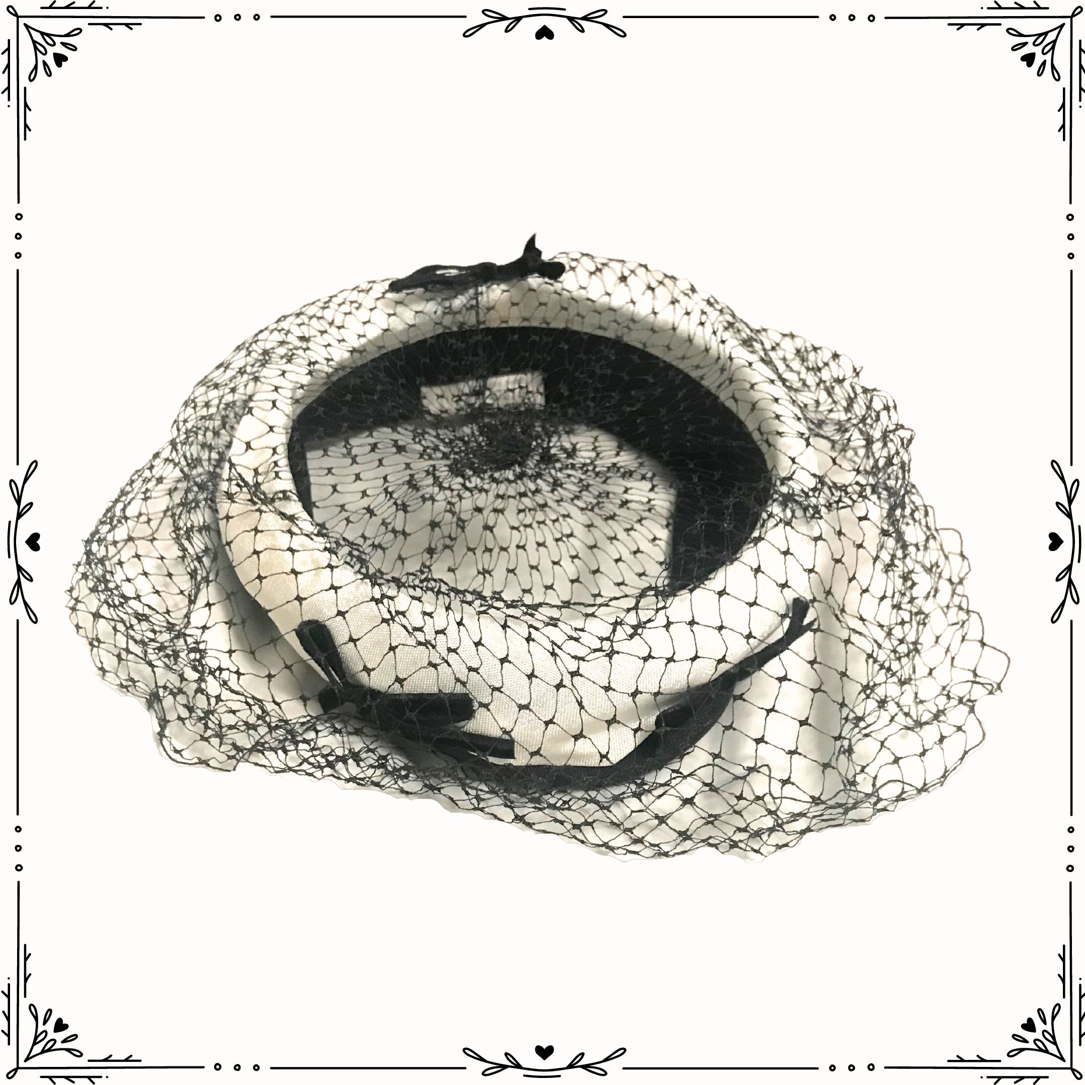 Vintage 1940s Open Pillbox Hat Black and White With Black  display picture 1