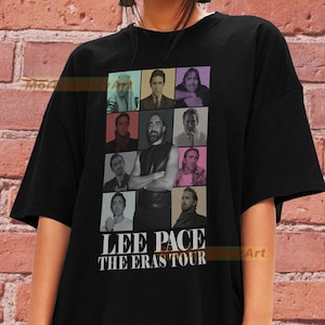 May include: Black t-shirt with a collage of images of Lee Pace in different roles. The text "Lee Pace The Eras Tour" is printed below the collage.