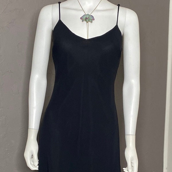 1990’s Black Bias Cut Slipdress from Lila size L Black Rayon Slip Dress