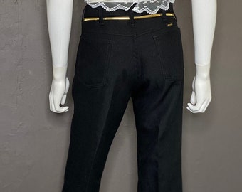 Vintage 1990's Black Rancher Polyester Flare Jean by Wrangler 32 x 26