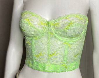 Neon Green Hand Dyed Bustier Top size 36B